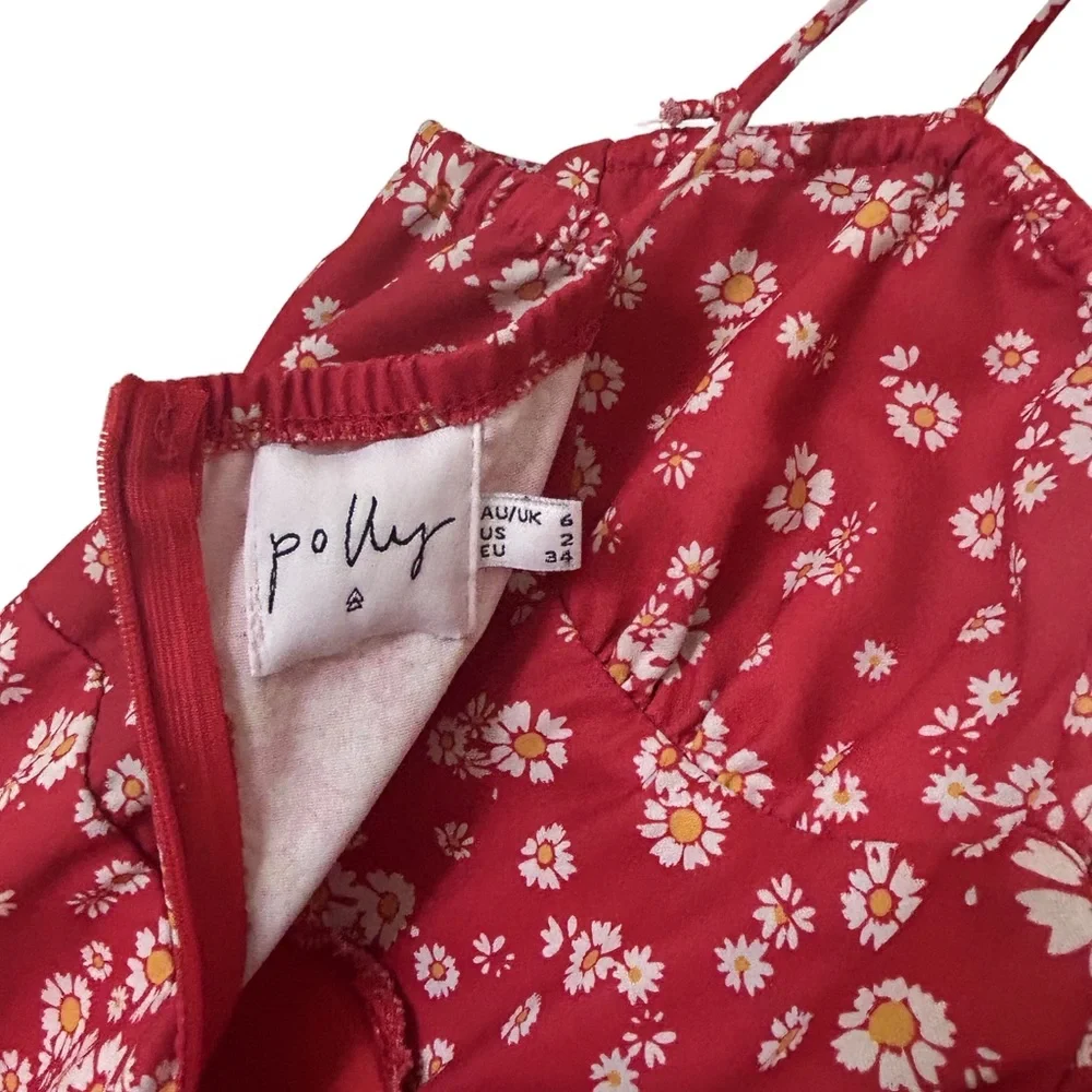 Princess Polly Floral Red Summer Dress Size 2/XS - Picture 8 of 9